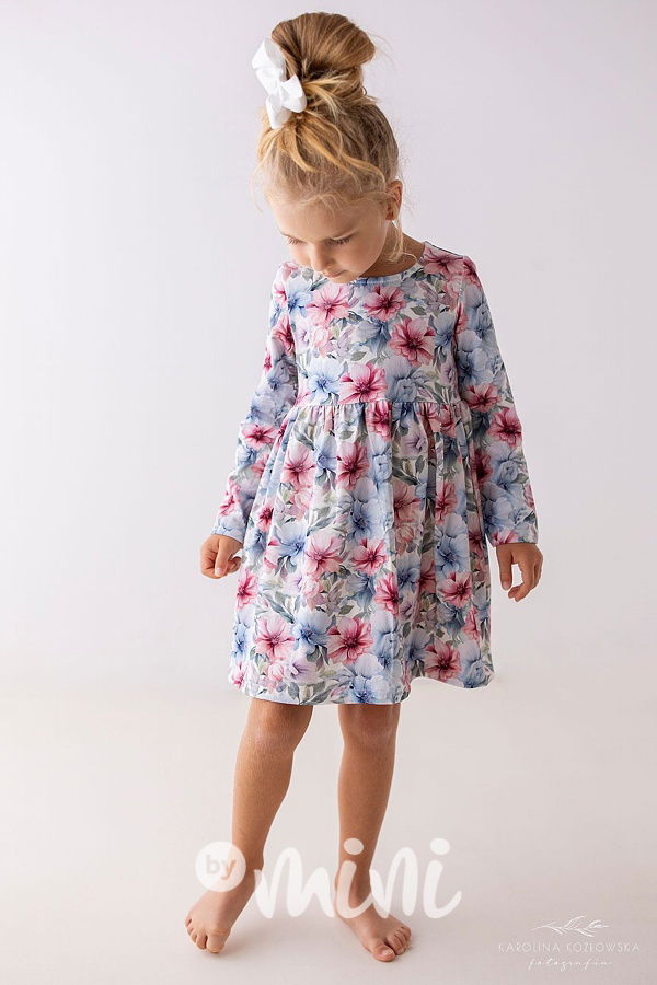 Lily Grey baby blue flower boho šaty