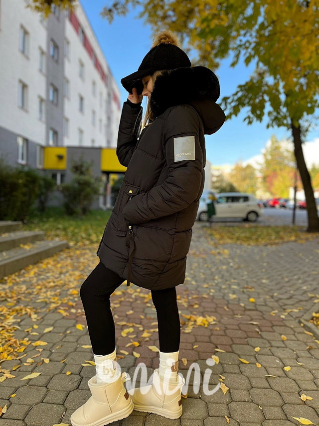 Zimní kabát Lucky girl černý