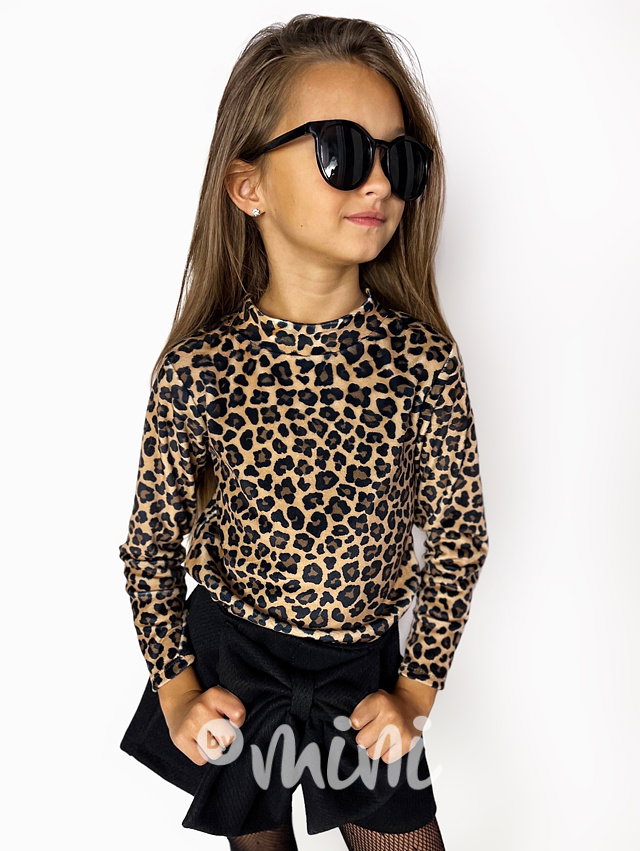 Teplá leopard blůzka s řetízkem