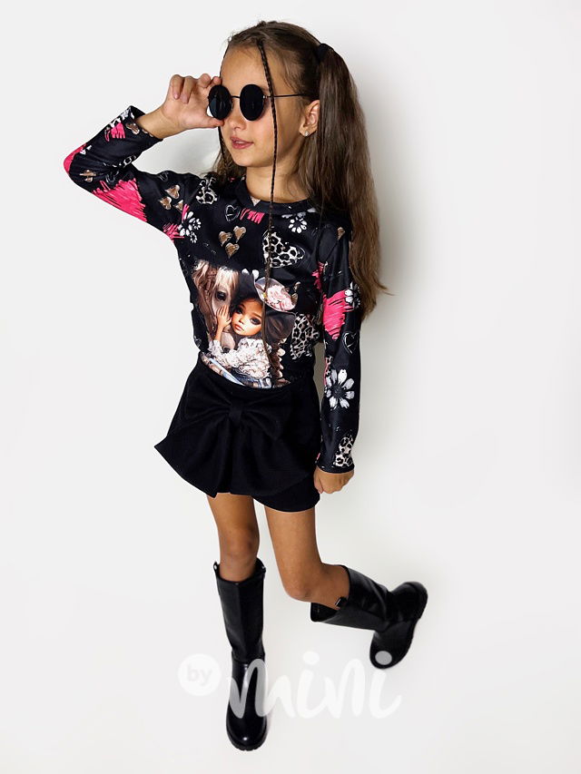 Zateplená blůzka Girl & Horse černá