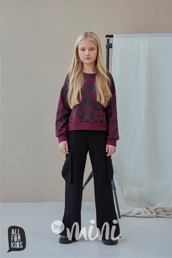 All for kids leopard mikina bordo