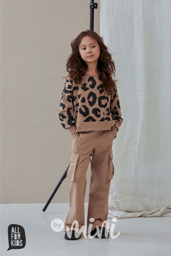 All for kids leopard mikina beige