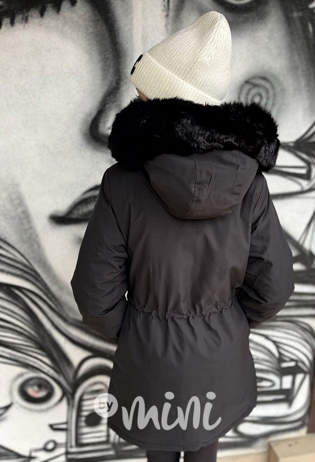 Zimní kožíšková parka černá