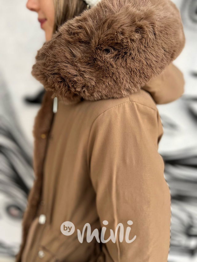 Zimní kožíšková parka béžová
