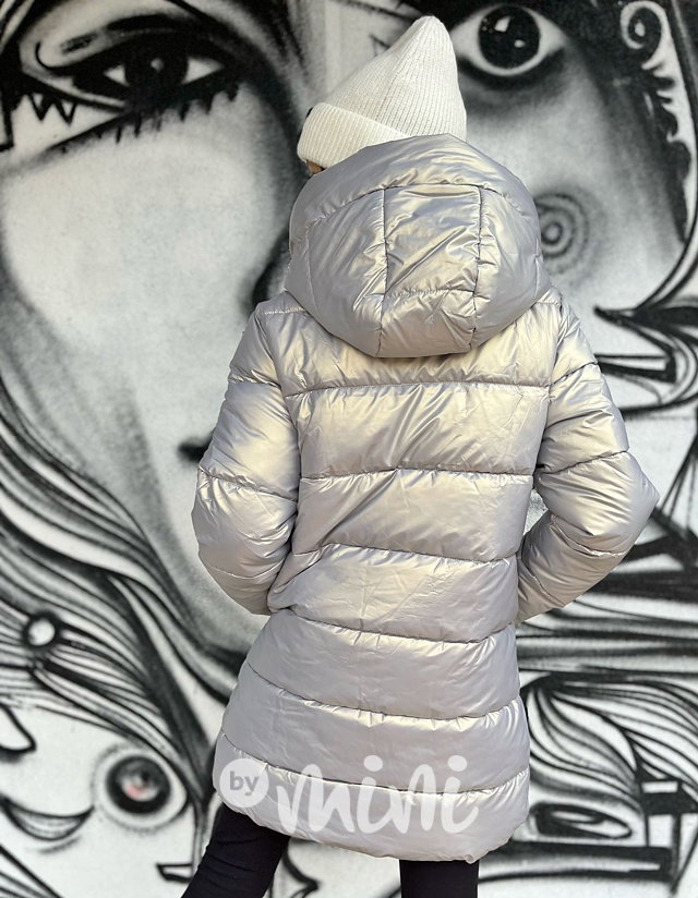 Zimní metalický kabát silver