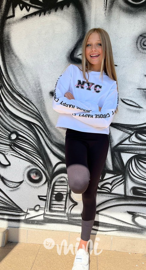 NYC crop mikina bílá
