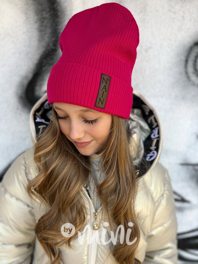 Teplá beanie čepice NAIN malinová
