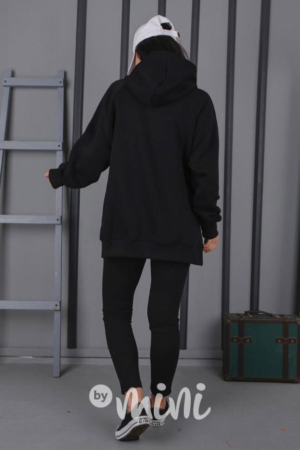 Zateplená oversize relaxed mikina černá