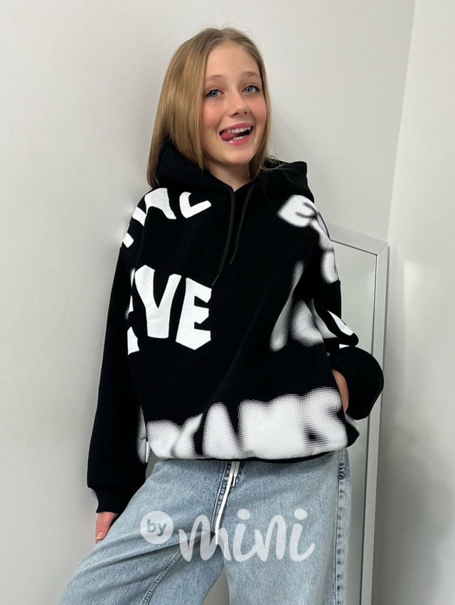 Zateplená oversize mikina Letters black