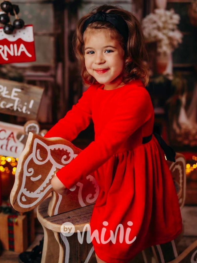 Soft velur červené šaty Mini me