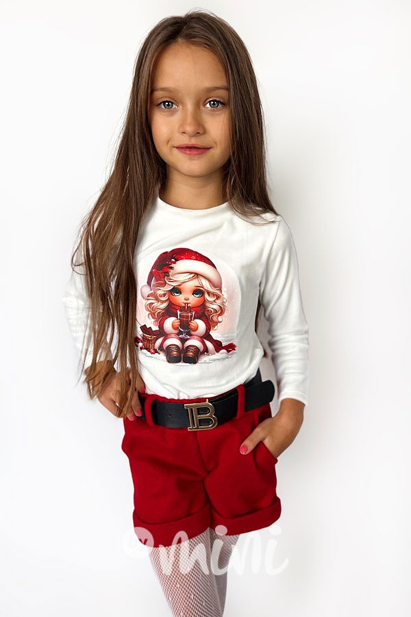 Teplé kraťasy s páskem červené