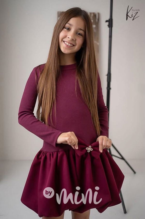 PREMIUM šaty s balonovou sukní bordo