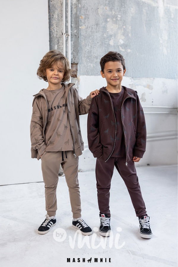 Mash Mnie long mikina na zip WOLF beige