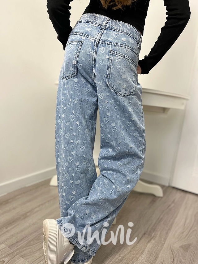 Široké HEART jeansy blue