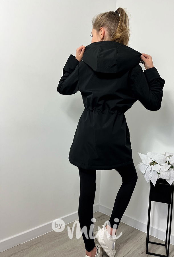 Dívčí černá jarní parka