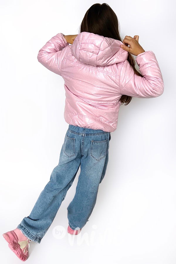 Jarní přechodová bunda metallic pink