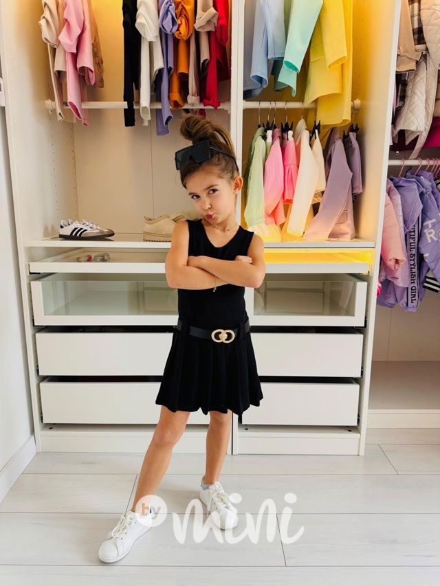 2v1 svetřík + šaty s páskem černé