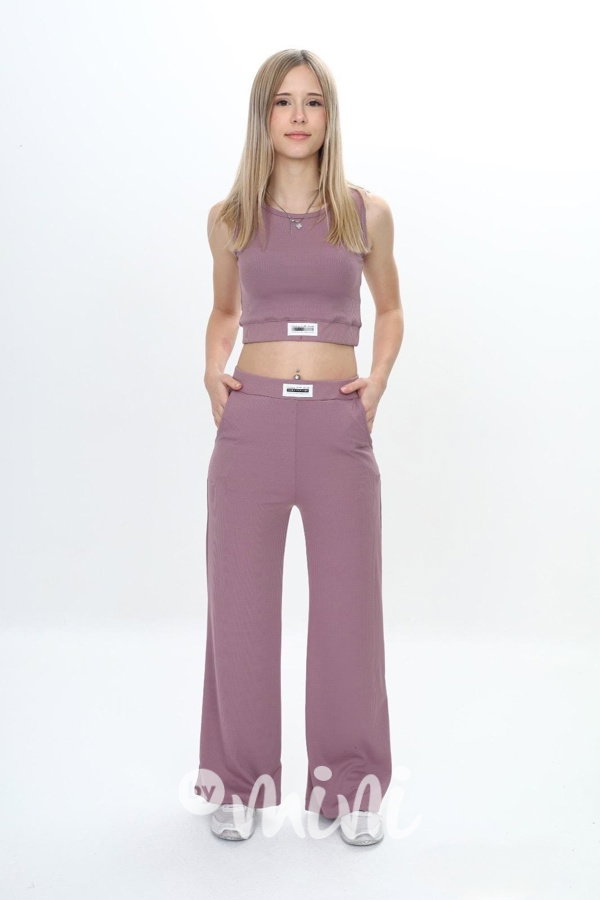 Coaching top + volné kalhoty taupe pink