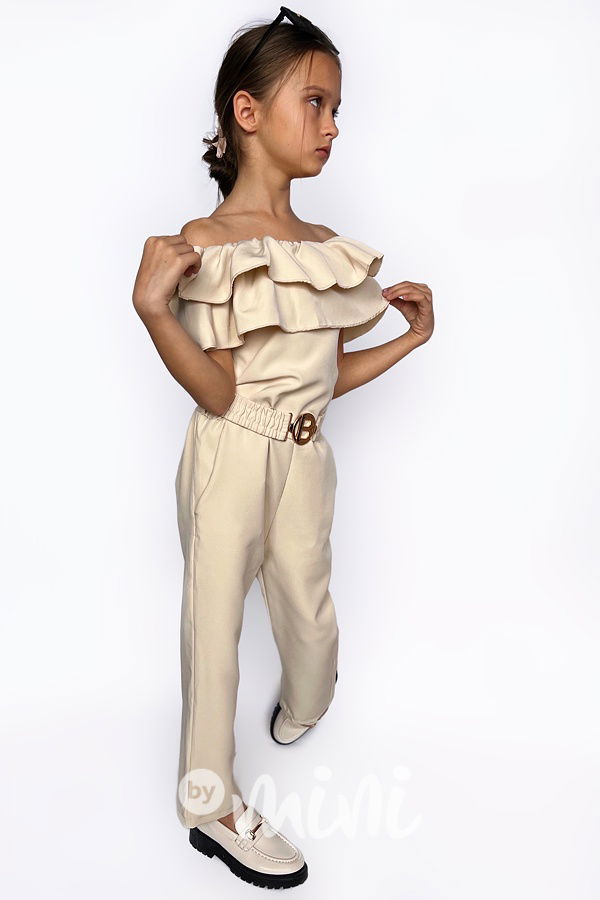 Elegantní overal s páskem beige