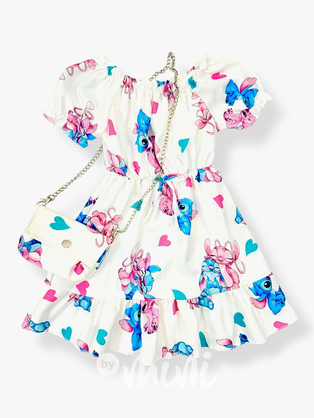 Lilo & Stitch letní šaty s kabelkou white