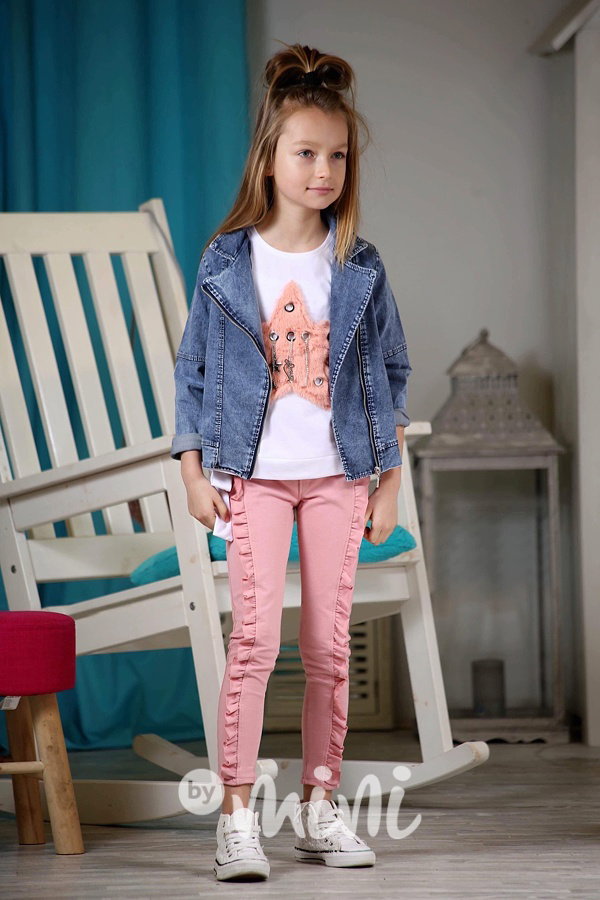 Jeans "křivák" bundička perličky