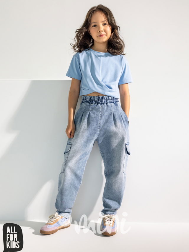 All for kids soft denim barel jeans ice blue