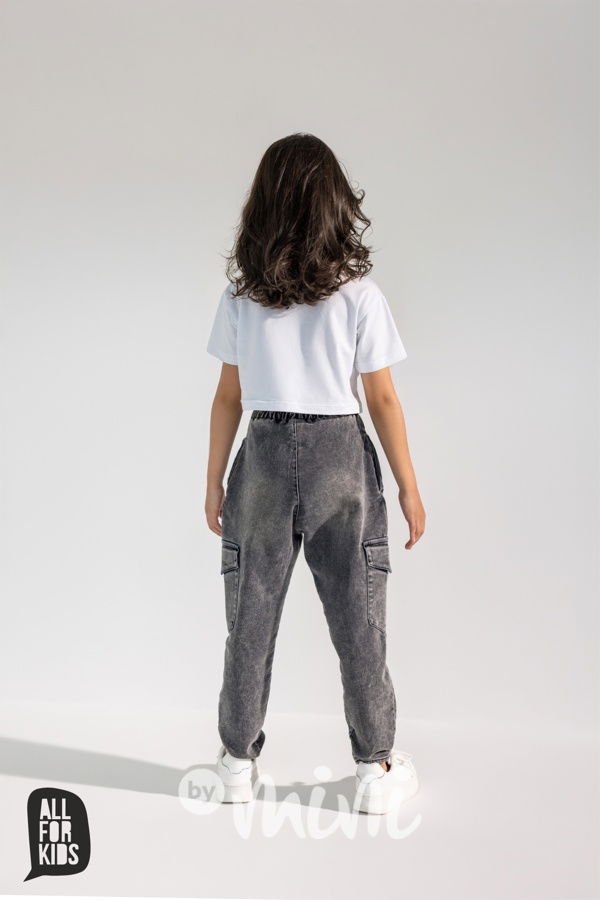 All for kids soft denim barel jeans ice black