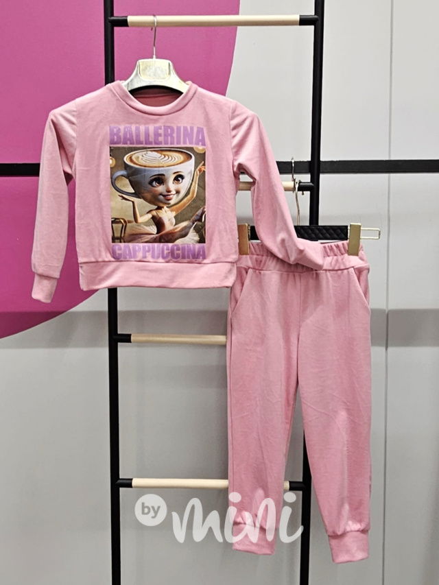 Ballerina Cappuccina soft velur souprava růžová