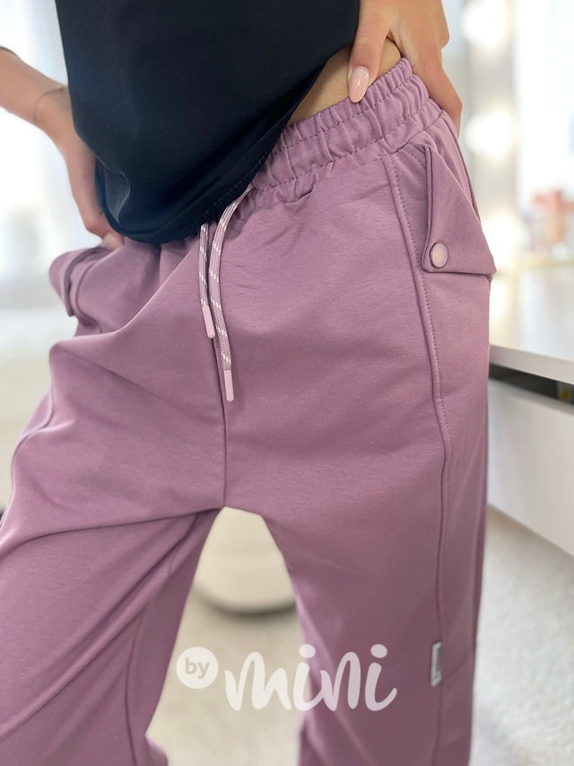 FASHION maxi volné lounge tepláky lila