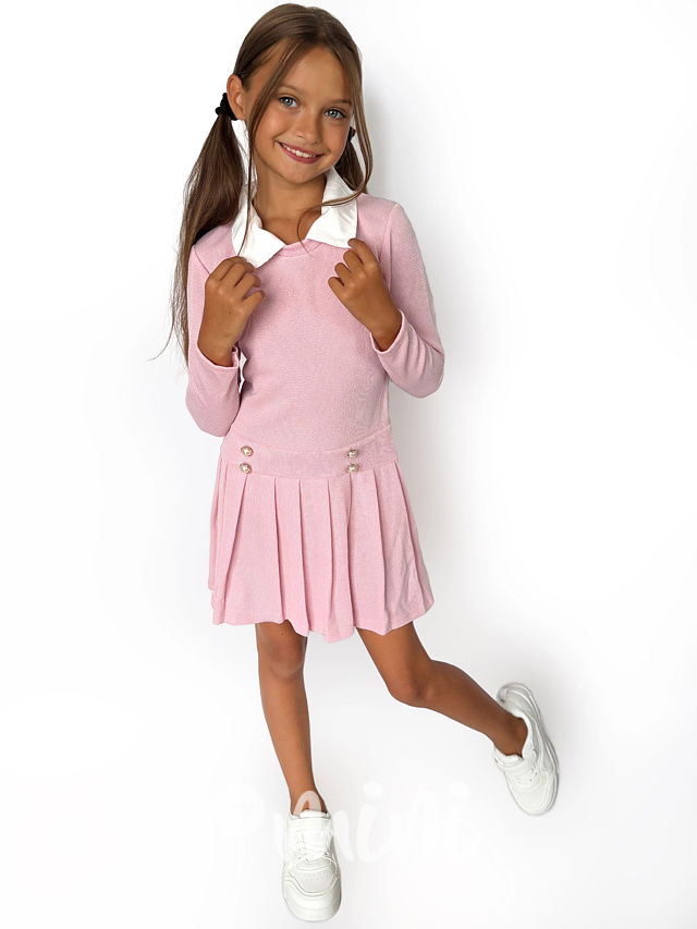 Podzimní šaty s límečkem pink