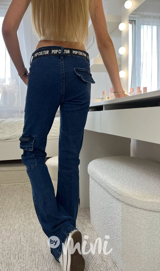 Slim denim zvonáče s páskem