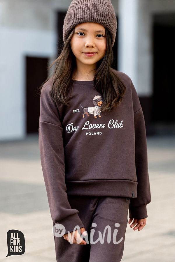 All for kids mikina dog lovers chocolate