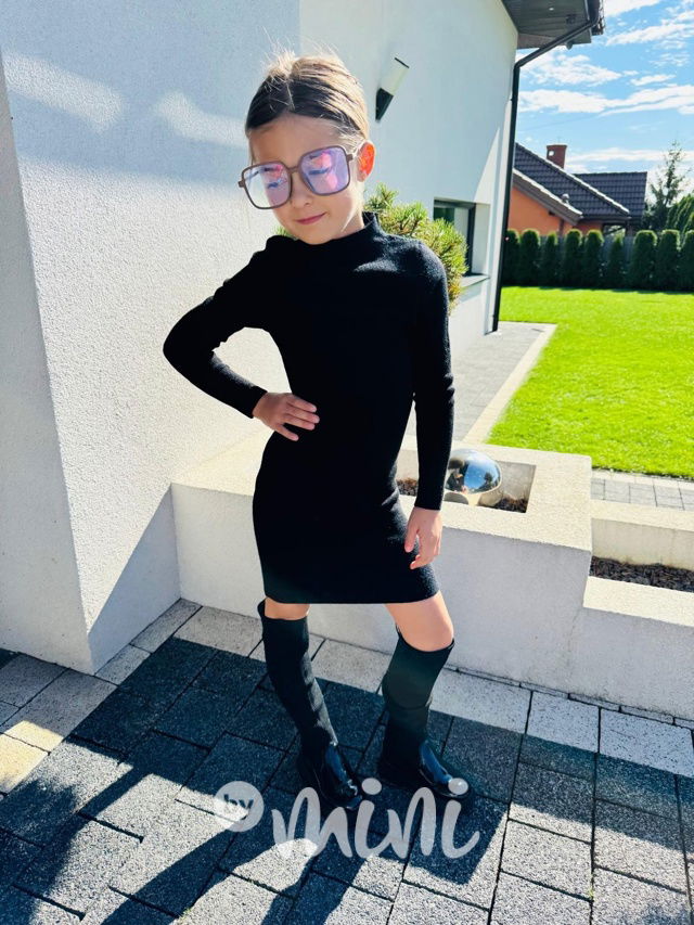 Slim svetrové stretch šaty černé