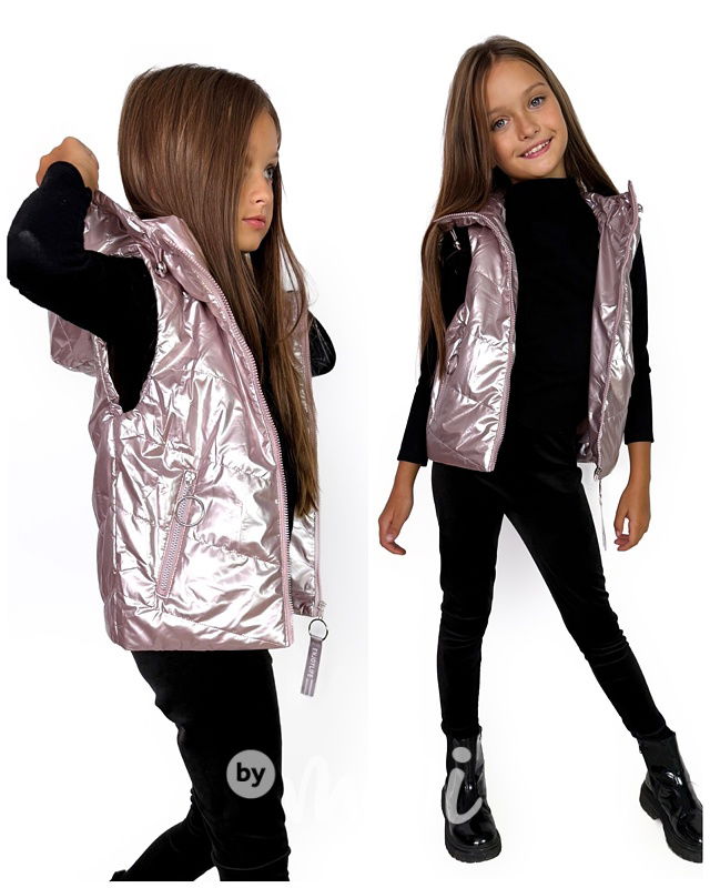 Metalická vesta pink