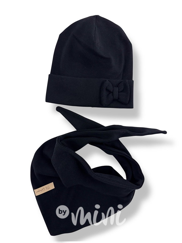 Mašličková čepice + šátek BLACK