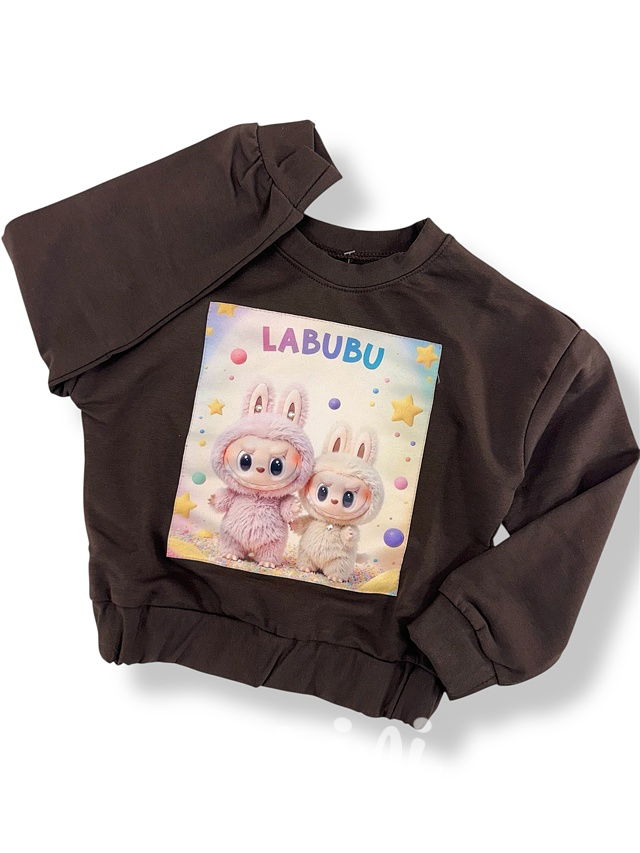 Labubu mikina s kamínky chocolate