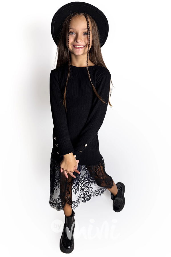 Teplé midi šaty s krajkou