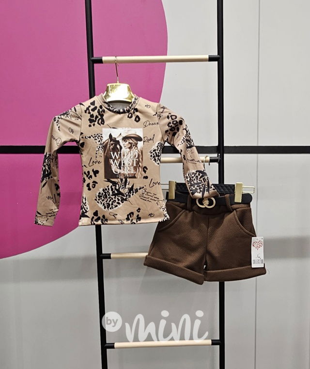 Teplé flauš kraťasy chocolate + pásek