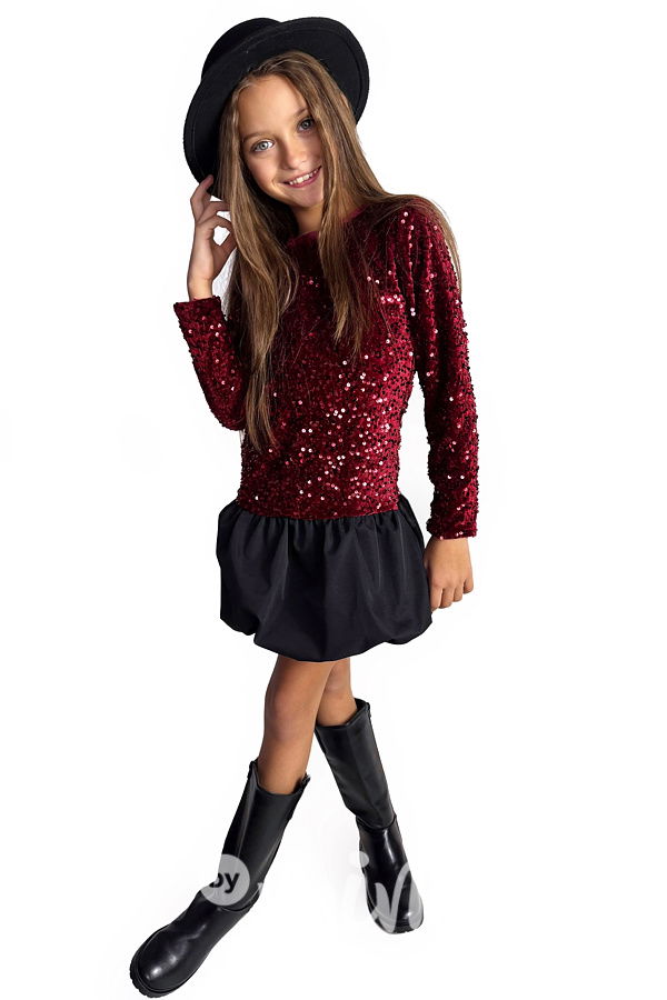 Flitrové šaty s kabelkou RED