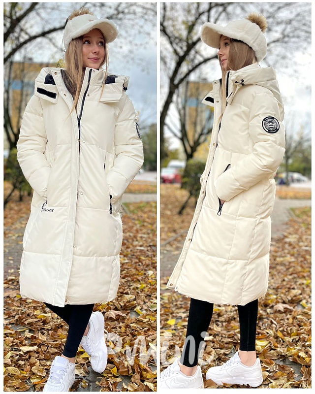Maxi dlouhý zimní kabát SPORTY off white
