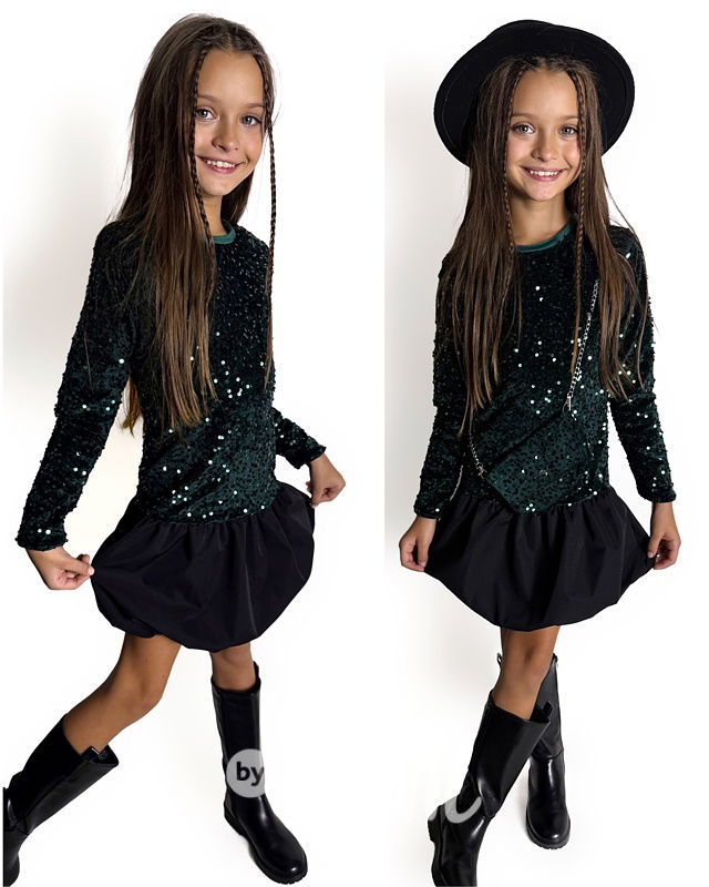 Flitrové šaty s kabelkou SMARAGD