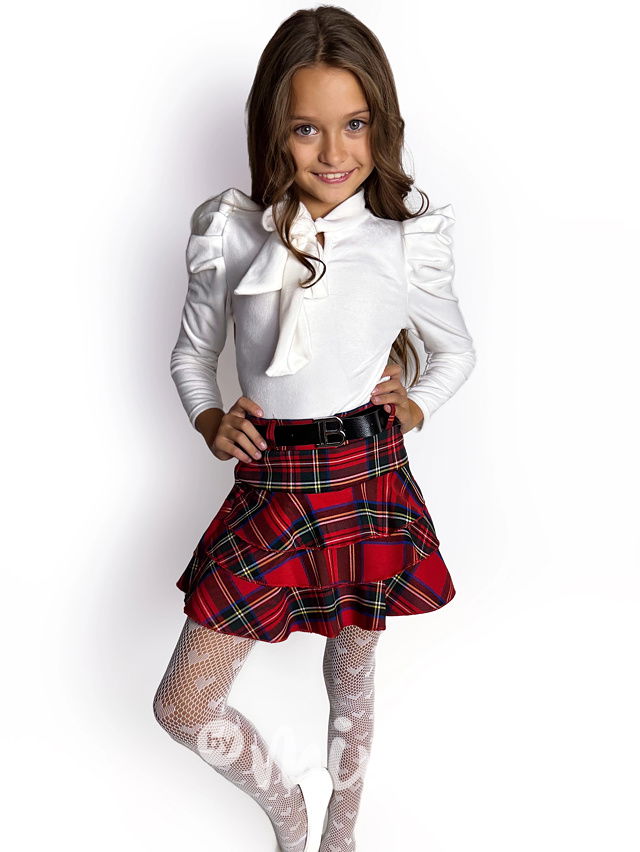 Red karo sukňokraťasy s páskem