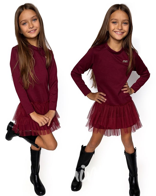 Tunikové šaty s tylem MIA bordo