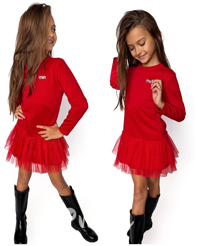 Tunikové šaty s tylem MIA červené