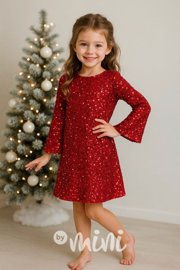 BOW flitr šaty červené