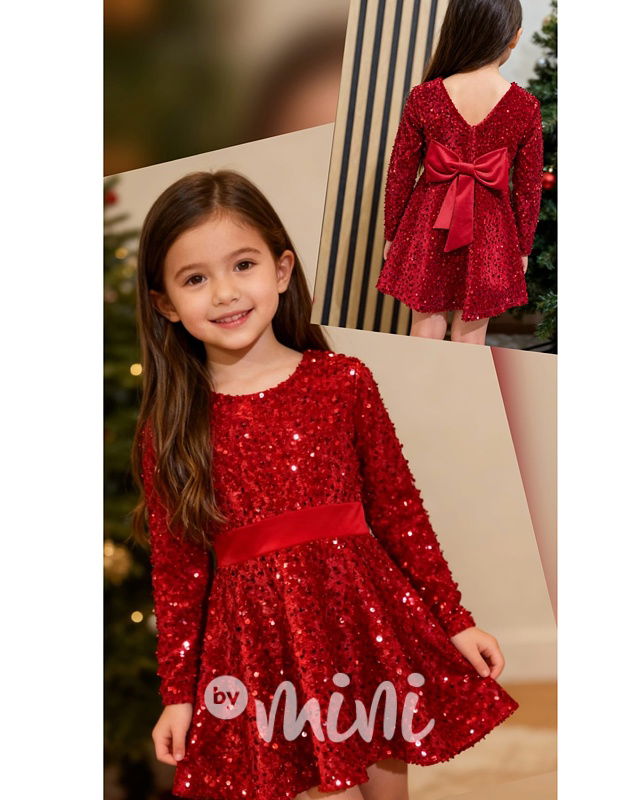 Glamour soft velur šaty s flitry a mašlí RED