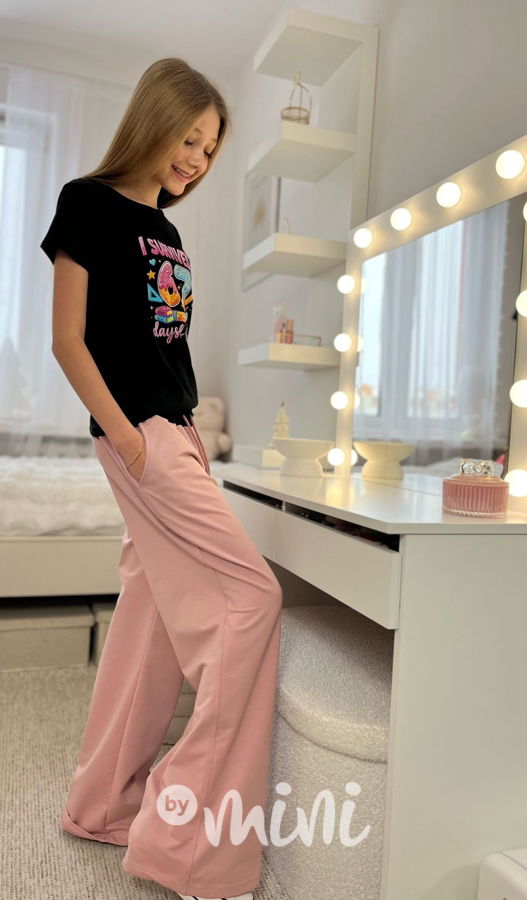 Lounge volné tepláky black/pink