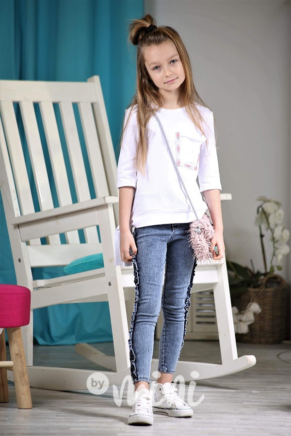 Jeans kalhoty s volánky
