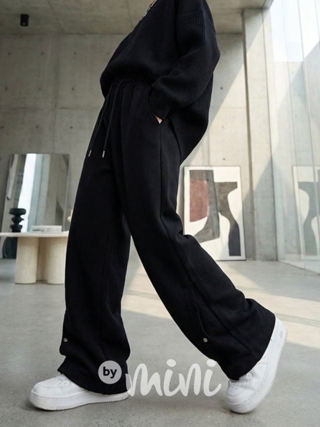 Široké relax tepláky černé