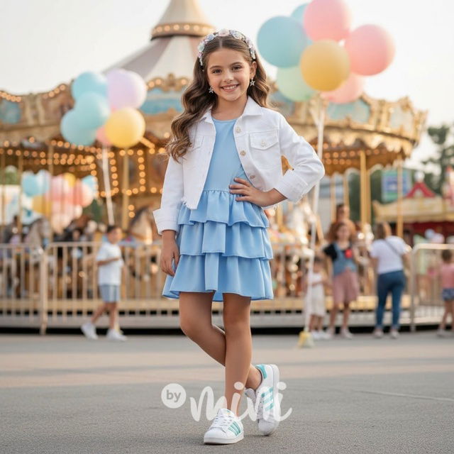 Šaty s vrstvenou sukní baby blue